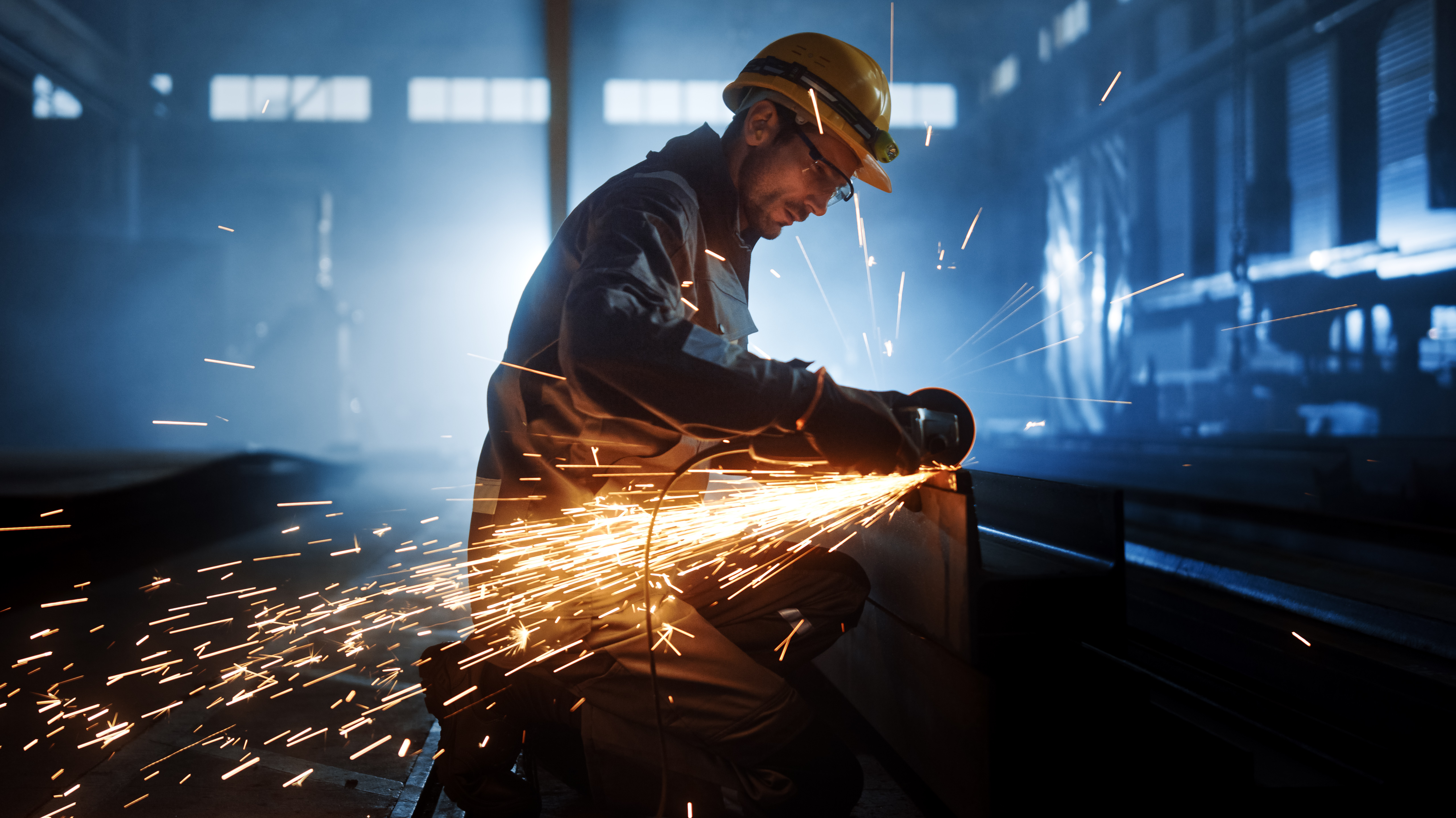 Professional worker welding